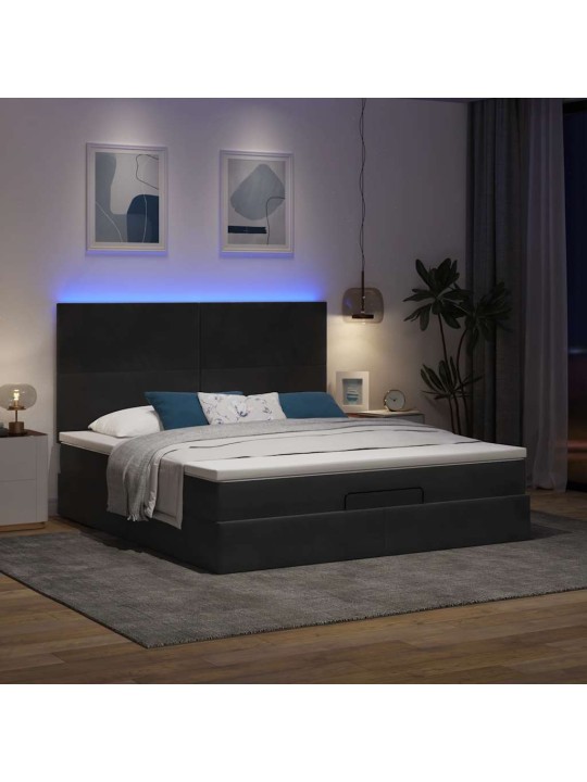 OTTOMANI VOODIRAAM MADRATSITEGA, MUST, 180X200 CM, SAMET