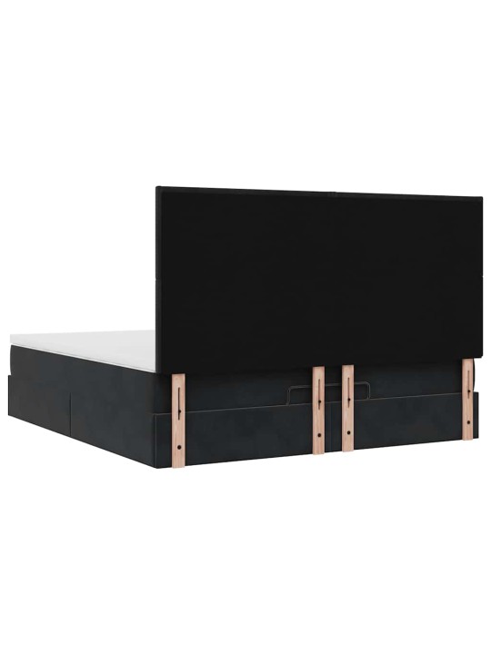 OTTOMANI VOODIRAAM MADRATSITEGA, MUST, 180X200 CM, SAMET