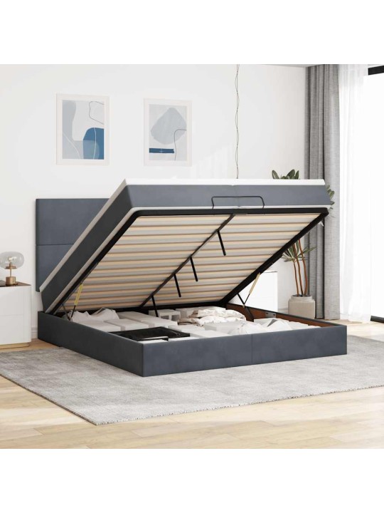 OTTOMANI VOODIRAAM MADRATSITEGA, TUMEHALL, 200X200 CM, SAMET