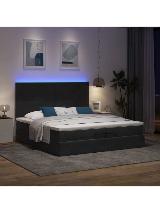 OTTOMANI VOODIRAAM MADRATSITEGA, MUST, 200X200 CM, SAMET