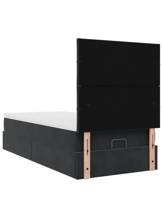 Ottomani voodiraam madratsitega, must, 80x200 cm, samet