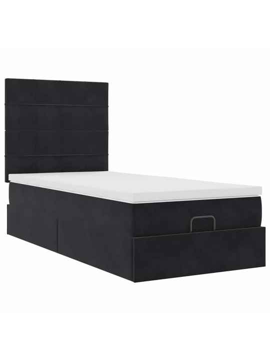 OTTOMANI VOODIRAAM MADRATSITEGA, MUST, 90X190 CM, SAMET