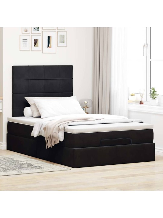 OTTOMANI VOODIRAAM MADRATSITEGA, MUST, 120X200 CM, SAMET