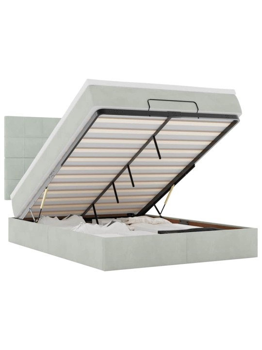 OTTOMANI VOODI MADRATSITEGA JA LED, HELEHALL, 140X190CM, SAMET
