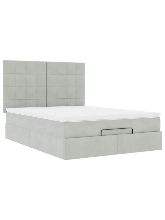 OTTOMANI VOODI MADRATSITEGA JA LED, HELEHALL, 140X190CM, SAMET