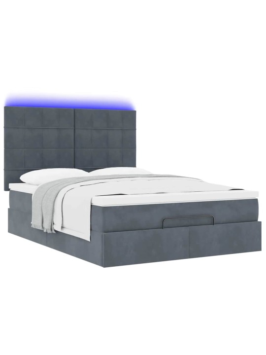 OTTOMANI VOODI MADRATSITEGA JA LED, TUMEHALL, 140X190CM, SAMET