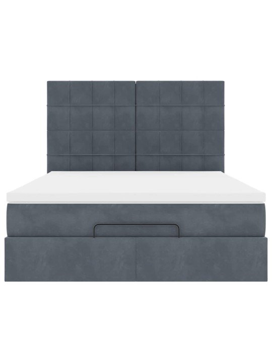 OTTOMANI VOODI MADRATSITEGA JA LED, TUMEHALL, 140X190CM, SAMET
