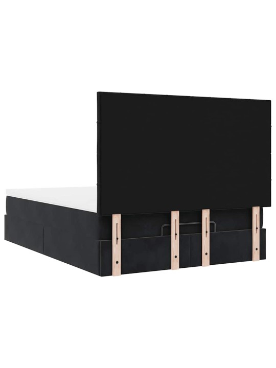 Ottomani voodi madratsitega ja led, must, 140x190cm, samet