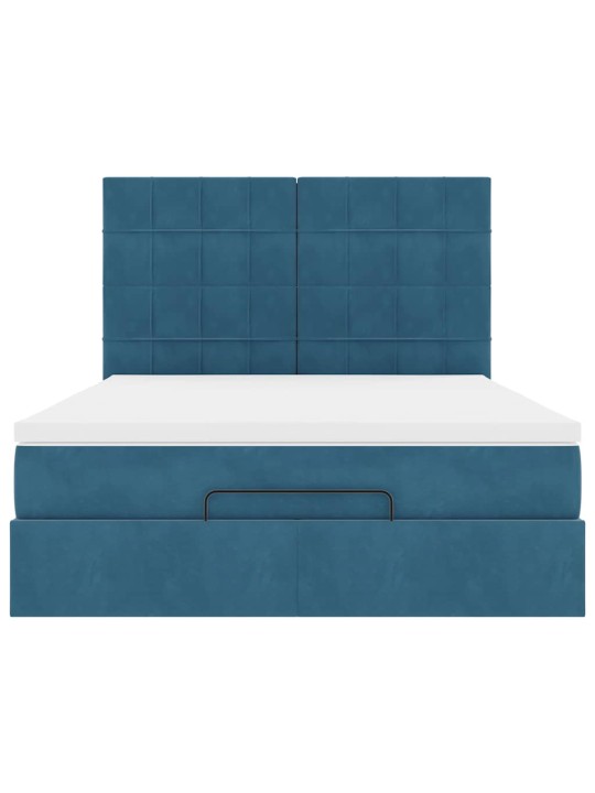 OTTOMANI VOODI MADRATSITEGA&LED, TUMESININE, 140X190CM, SAMET