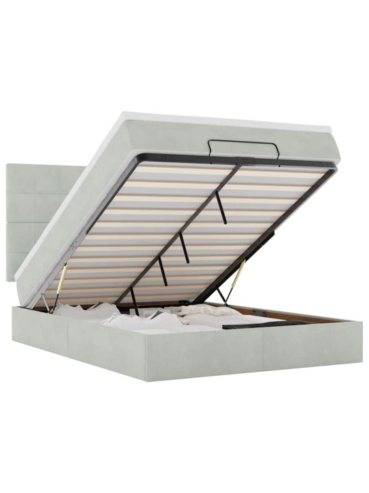 OTTOMANI VOODI MADRATSITEGA JA LED, HELEHALL, 140X200 CM, SAMET