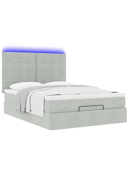 OTTOMANI VOODI MADRATSITEGA JA LED, HELEHALL, 140X200 CM, SAMET