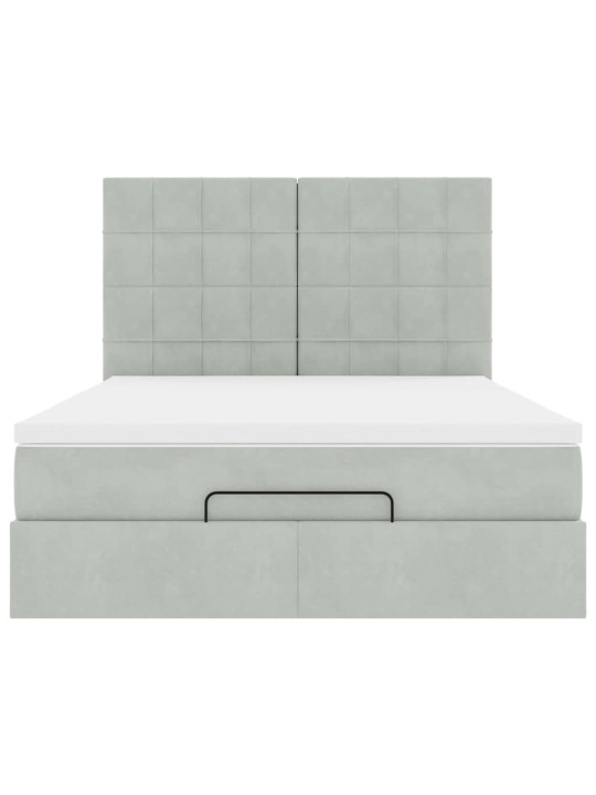 OTTOMANI VOODI MADRATSITEGA JA LED, HELEHALL, 140X200 CM, SAMET