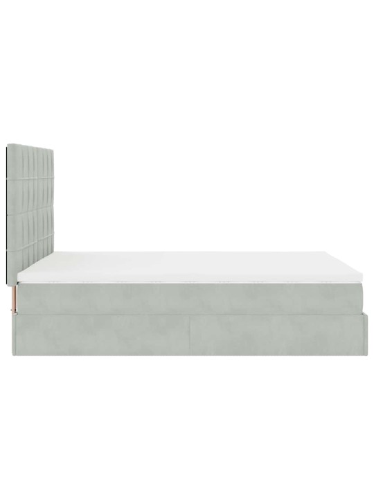 OTTOMANI VOODI MADRATSITEGA JA LED, HELEHALL, 140X200 CM, SAMET