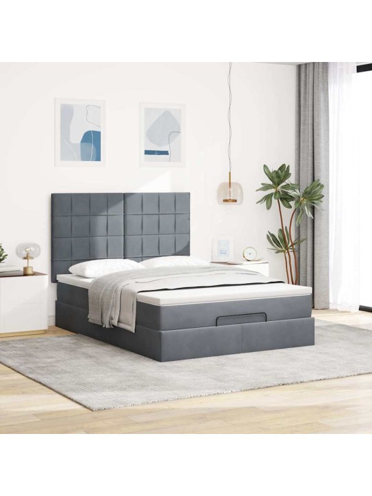 OTTOMANI VOODI MADRATSITEGA JA LED, TUMEHALL, 140X200CM, SAMET