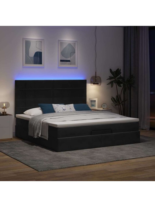 OTTOMANI VOODIRAAM MADRATSITEGA, MUST, 160X200 CM, SAMET