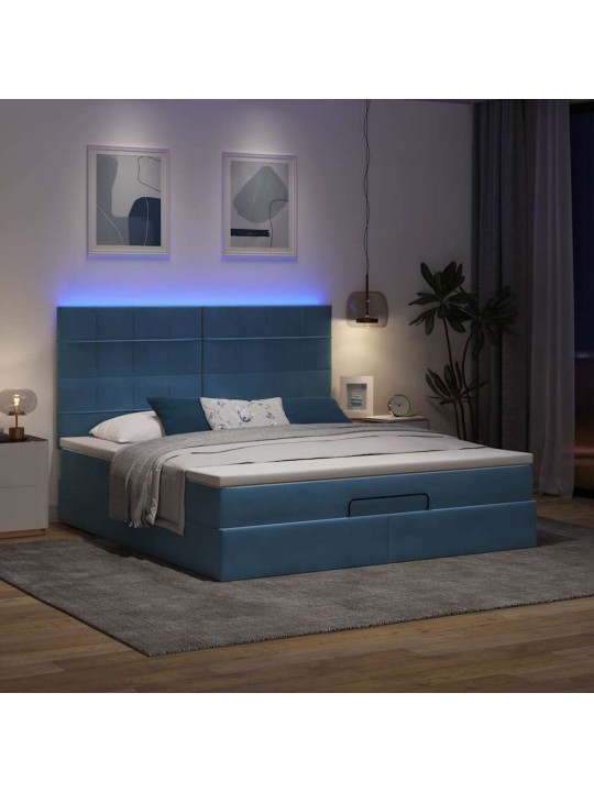 OTTOMANI VOODIRAAM MADRATSITEGA, TUMESININE, 160X200 CM, SAMET