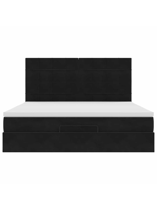 OTTOMANI VOODIRAAM MADRATSITEGA, MUST, 180X200 CM, SAMET