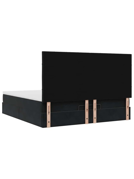 OTTOMANI VOODIRAAM MADRATSITEGA, MUST, 180X200 CM, SAMET