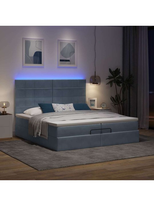 OTTOMANI VOODIRAAM MADRATSITEGA, TUMEHALL, 200X200 CM, SAMET