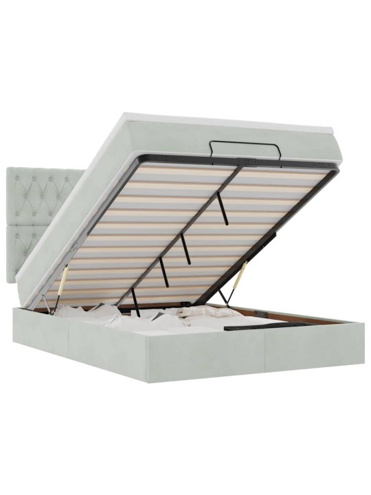 OTTOMANI VOODI MADRATSITEGA JA LED, HELEHALL, 140X190CM, SAMET