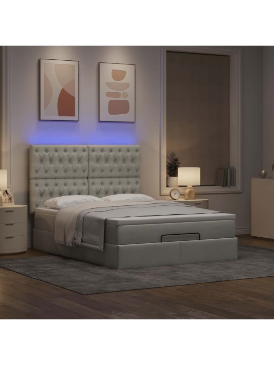 OTTOMANI VOODI MADRATSITEGA JA LED, HELEHALL, 140X190CM, SAMET