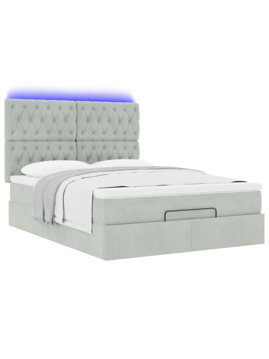 OTTOMANI VOODI MADRATSITEGA JA LED, HELEHALL, 140X190CM, SAMET