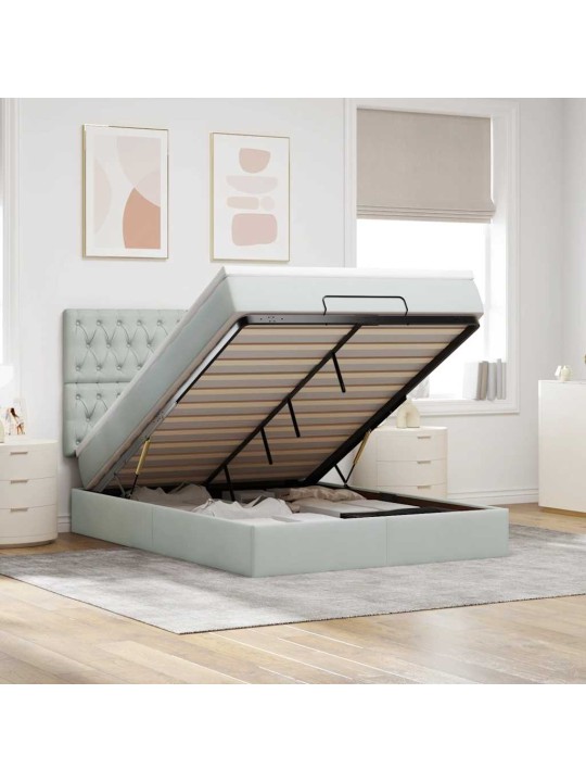 OTTOMANI VOODI MADRATSITEGA JA LED, HELEHALL, 140X190CM, SAMET
