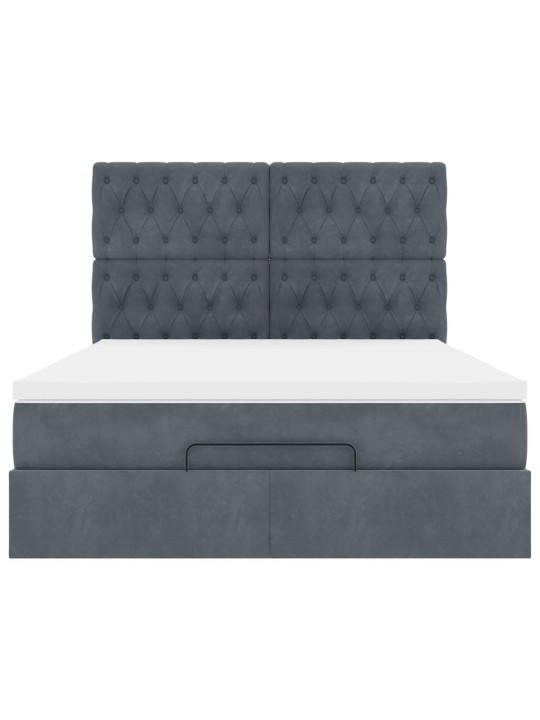 OTTOMANI VOODI MADRATSITEGA JA LED, TUMEHALL, 140X190CM, SAMET