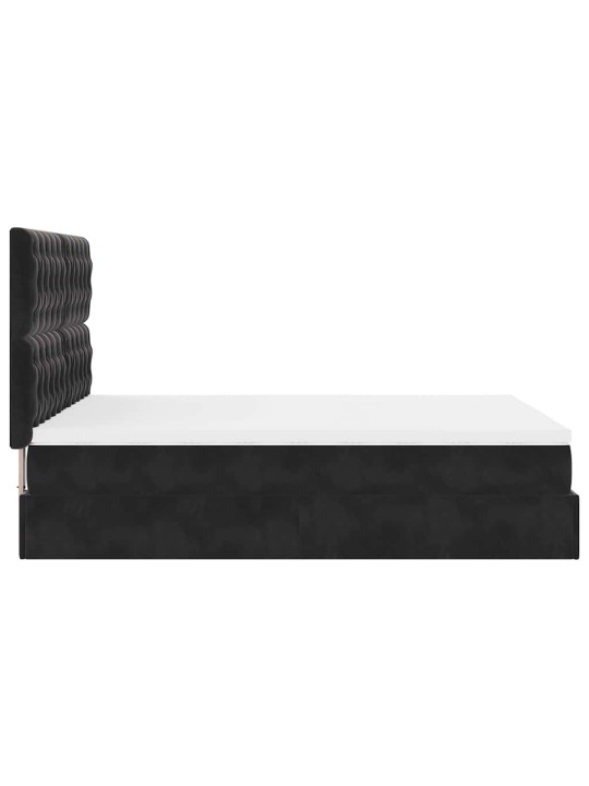 Ottomani voodi madratsitega ja led, must, 140x190cm, samet