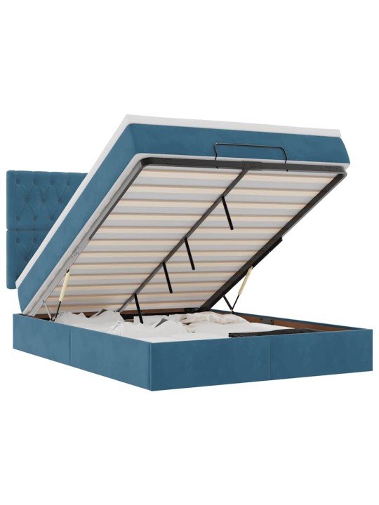 OTTOMANI VOODI MADRATSITEGA&LED, TUMESININE, 140X190CM, SAMET