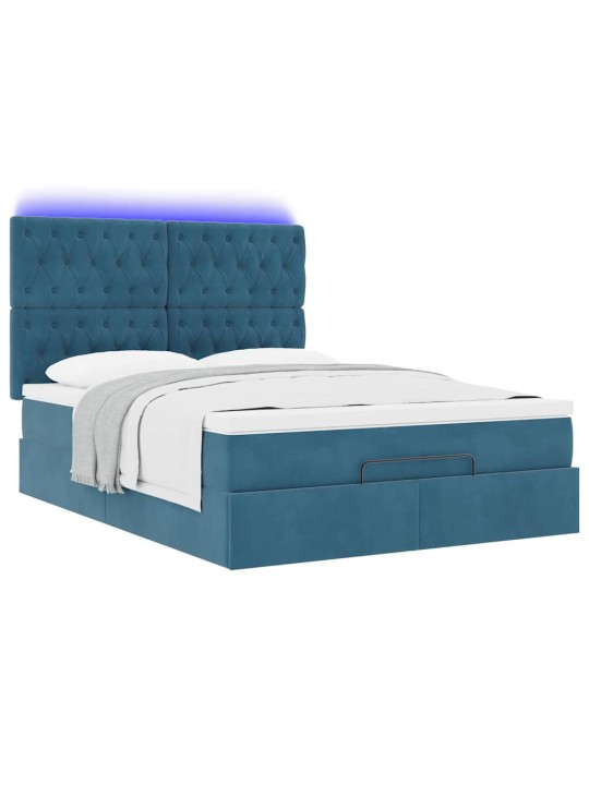 OTTOMANI VOODI MADRATSITEGA&LED, TUMESININE, 140X190CM, SAMET