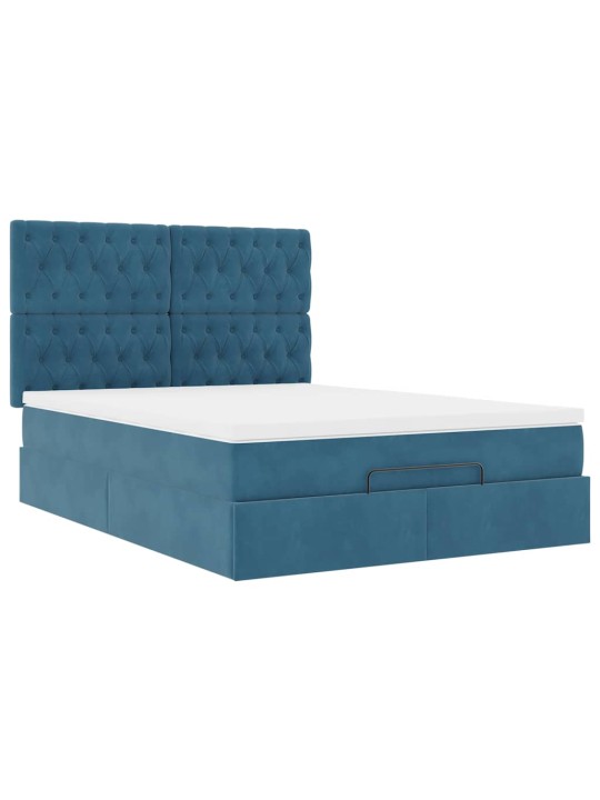 OTTOMANI VOODI MADRATSITEGA&LED, TUMESININE, 140X190CM, SAMET