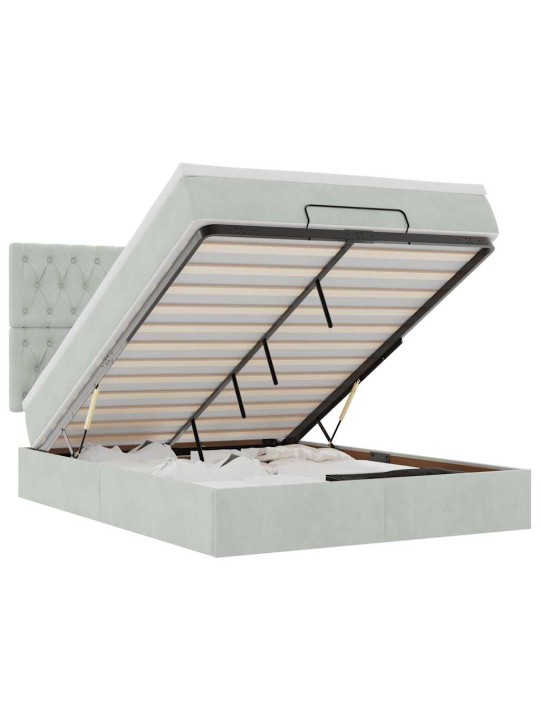 OTTOMANI VOODI MADRATSITEGA JA LED, HELEHALL, 140X200 CM, SAMET