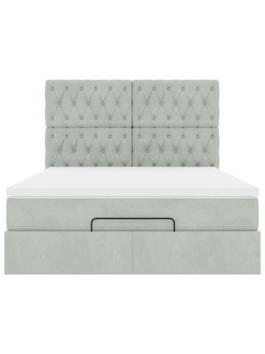 OTTOMANI VOODI MADRATSITEGA JA LED, HELEHALL, 140X200 CM, SAMET