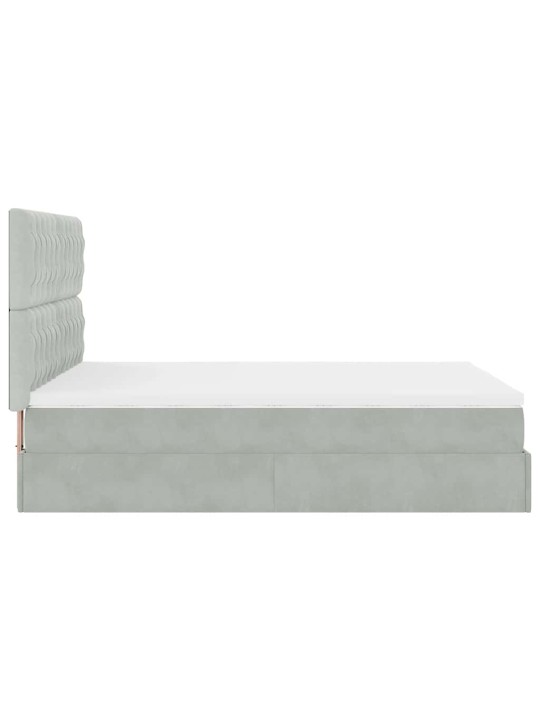 OTTOMANI VOODI MADRATSITEGA JA LED, HELEHALL, 140X200 CM, SAMET