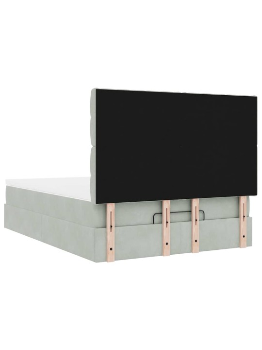 OTTOMANI VOODI MADRATSITEGA JA LED, HELEHALL, 140X200 CM, SAMET