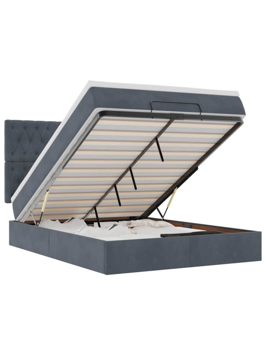 OTTOMANI VOODI MADRATSITEGA JA LED, TUMEHALL, 140X200CM, SAMET