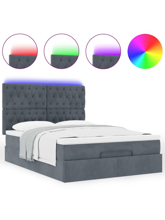 OTTOMANI VOODI MADRATSITEGA JA LED, TUMEHALL, 140X200CM, SAMET