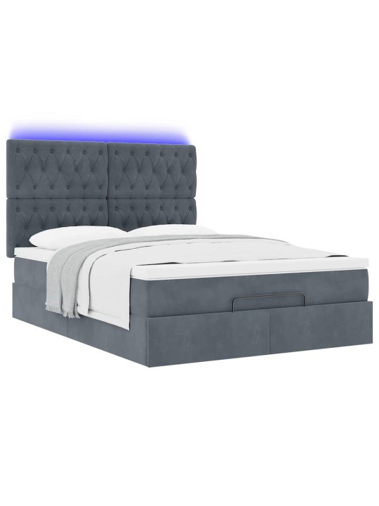 OTTOMANI VOODI MADRATSITEGA JA LED, TUMEHALL, 140X200CM, SAMET