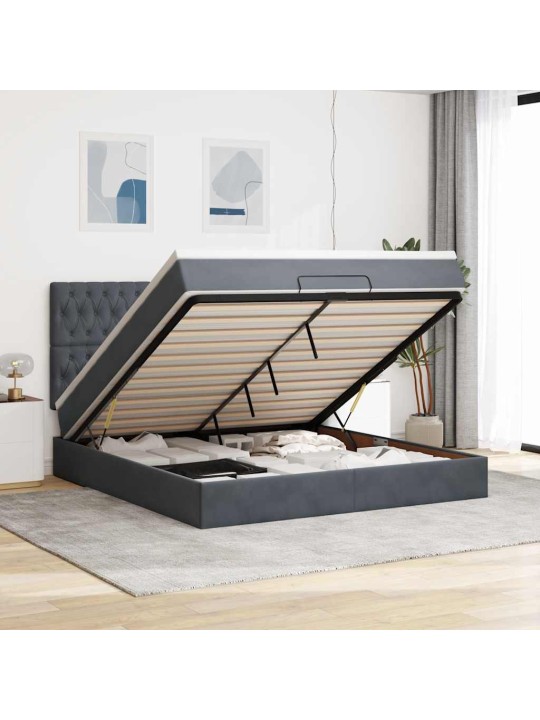 OTTOMANI VOODIRAAM MADRATSITEGA, TUMEHALL, 160X200 CM, SAMET