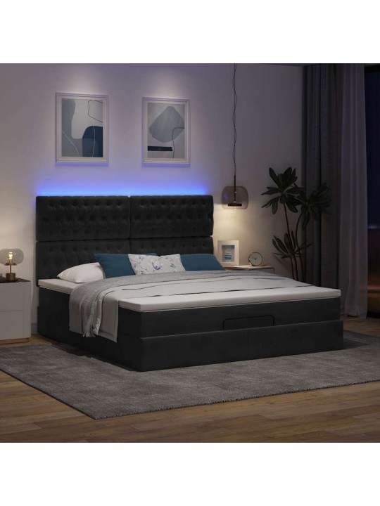 OTTOMANI VOODIRAAM MADRATSITEGA, MUST, 180X200 CM, SAMET