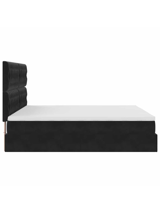 OTTOMANI VOODIRAAM MADRATSITEGA, MUST, 180X200 CM, SAMET