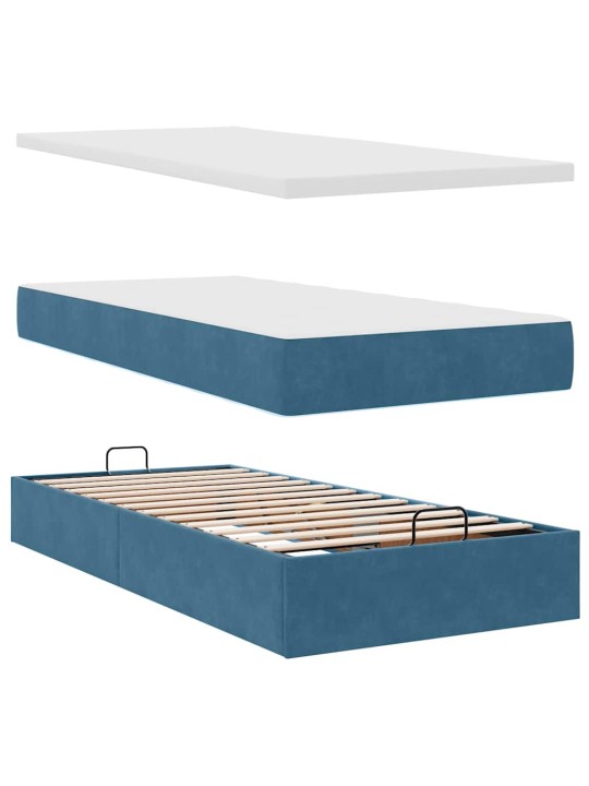 OTTOMANI VOODIRAAM MADRATSITEGA, TUMESININE, 80X200 CM, SAMET