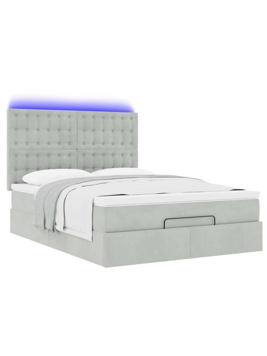 OTTOMANI VOODI MADRATSITEGA JA LED, HELEHALL, 140X190CM, SAMET