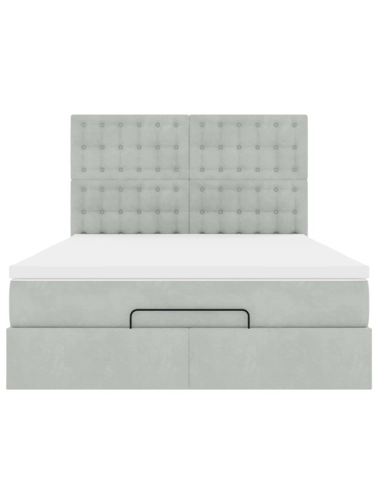 OTTOMANI VOODI MADRATSITEGA JA LED, HELEHALL, 140X190CM, SAMET