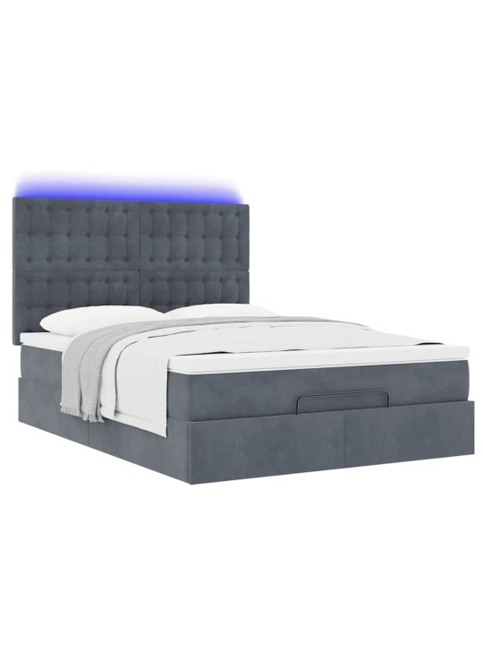 OTTOMANI VOODI MADRATSITEGA JA LED, TUMEHALL, 140X190CM, SAMET