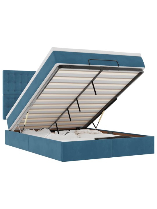 OTTOMANI VOODI MADRATSITEGA&LED, TUMESININE, 140X190CM, SAMET