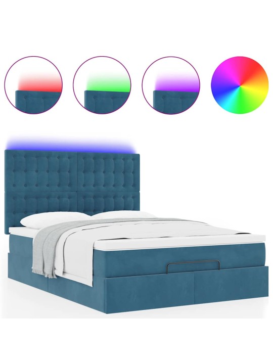 OTTOMANI VOODI MADRATSITEGA&LED, TUMESININE, 140X190CM, SAMET