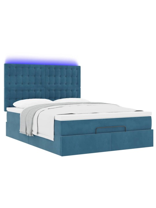 OTTOMANI VOODI MADRATSITEGA&LED, TUMESININE, 140X190CM, SAMET