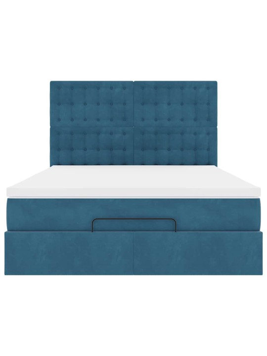 OTTOMANI VOODI MADRATSITEGA&LED, TUMESININE, 140X190CM, SAMET